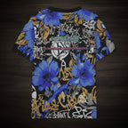 Camiseta manga corta AriasCreative con frase "Tu sonrisa es tu jardín secreto" en diseño colorido y estilo cómodo.