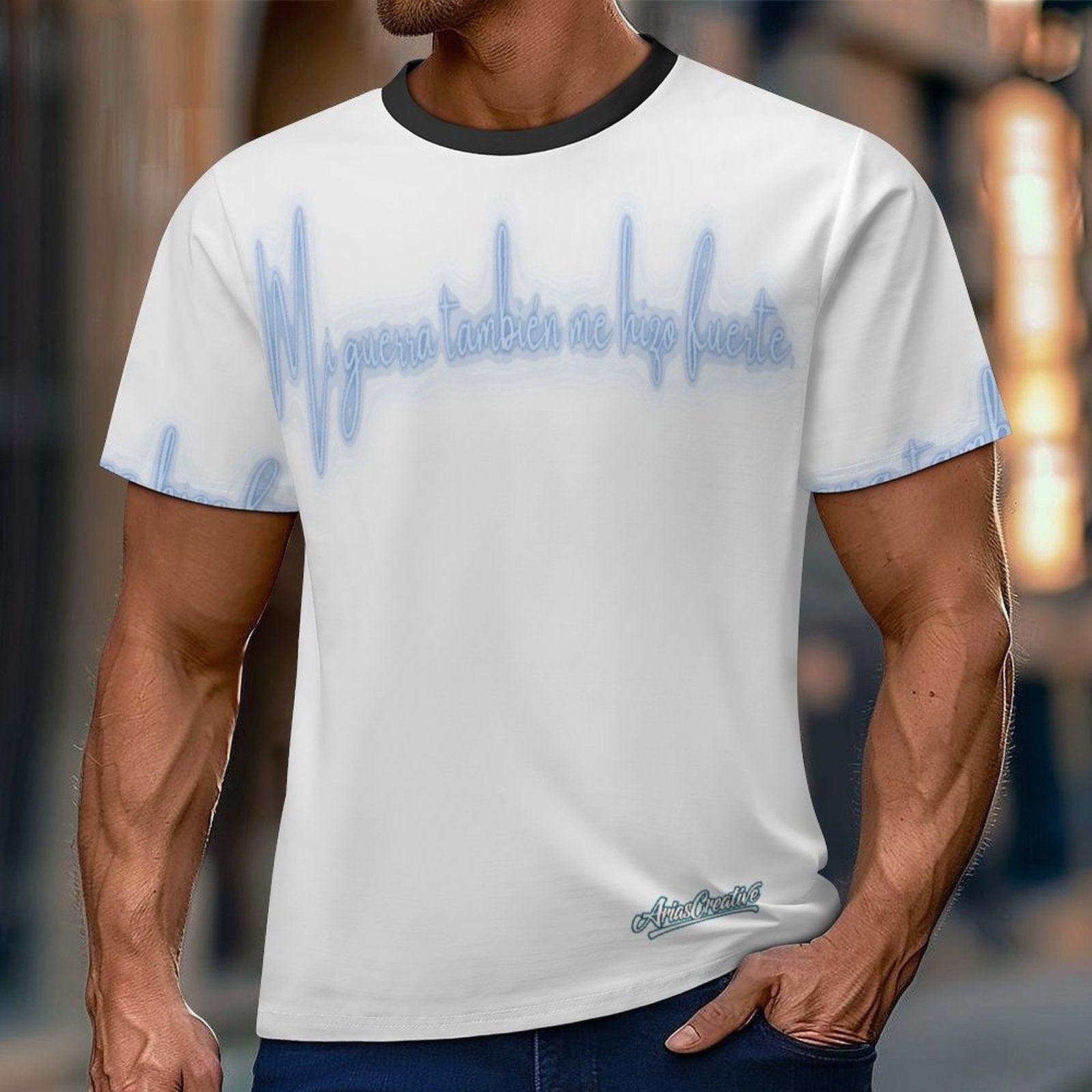 Camiseta manga corta AriasCreative Conejo Urbano, streetwear premium con diseño 3D en colores vibrantes.