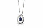Collar Gota de Vida de AriasCreative con plata de ley 925 y ágata azul natural, mostrando el diseño y los detalles de la joyería.