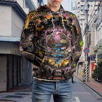 Hombre hoodie 230gsm de AriasCreative™ con capucha doble y estampado social "Money Rules the World" de peaprint.