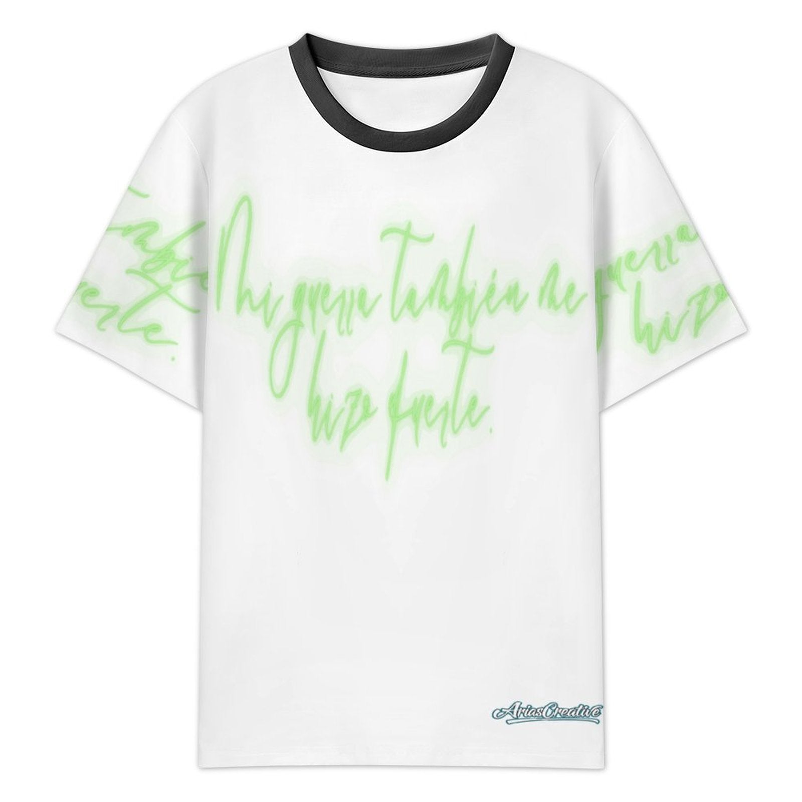 Camiseta AriasCreative Conejo Urbano Verde de streetwear premium con diseño 3D, marca SALE-Personal Design, vista frontal en la imagen