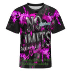 Camiseta corta de hombre AriasCreative en rosa, negro y gris con frases motivadoras y diseño urbano all-over de peaprint.