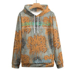 Sudadera con capucha AriasCreative "ROMPO MIS LÍMITES" en estilo streetwear urbano, color gris y diseño con texto en la parte frontal
