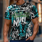 Camiseta manga corta AriasCreative Élite 4 Espíritus en azul y negro, diseño moderno y cómodo para hombres y mujeres.