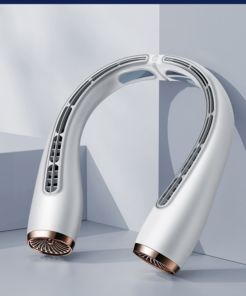 Ventilador de cuello portátil sin aspas AriasCreative, recargable con 3 velocidades, diseño ligero y silencioso para verano y viajes.