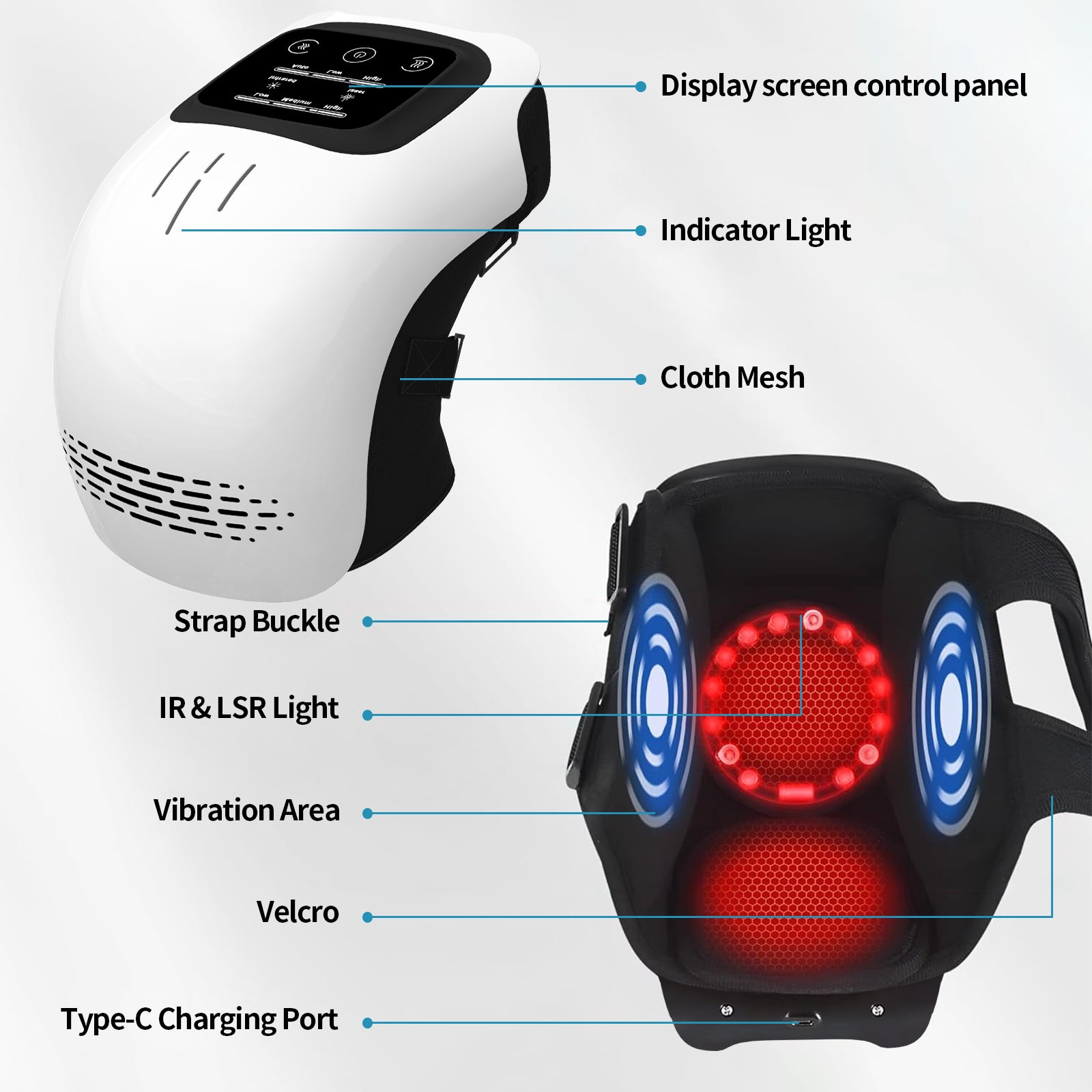 Masajeador de Rodilla Inteligente Eléctrico para Uso en Casa – Amasado, Calefacción, Vibración e Infrarrojo, Recargable para Alivio del Dolor - ariascreative