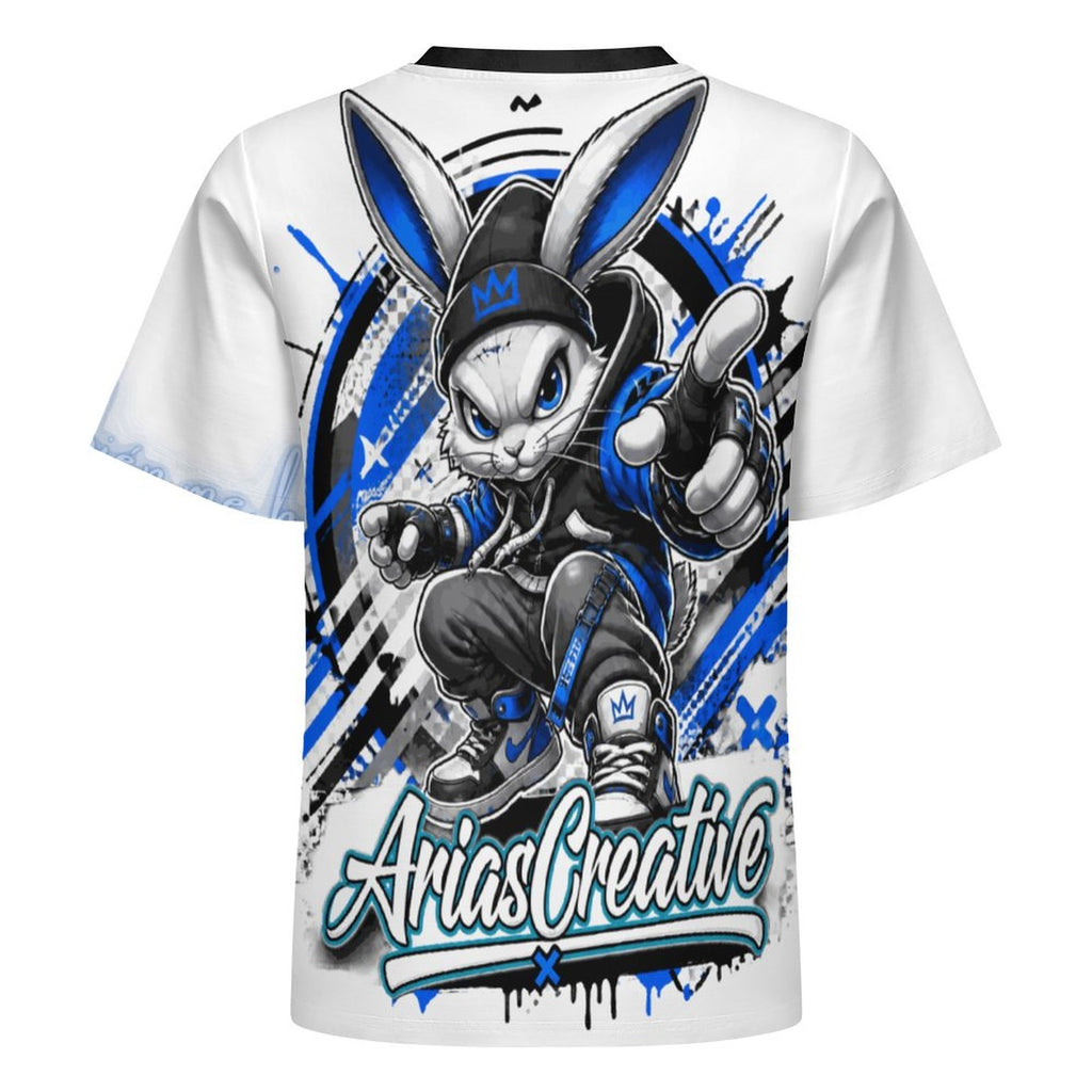 Camiseta manga corta AriasCreative Conejo Urbano, streetwear premium con diseño 3D de un conejo en estilo urbano y moderno
