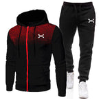 Conjunto deportivo para hombre con capucha y pantalón, hoodie con cierre y diseño impreso de la marca AriasCreative.