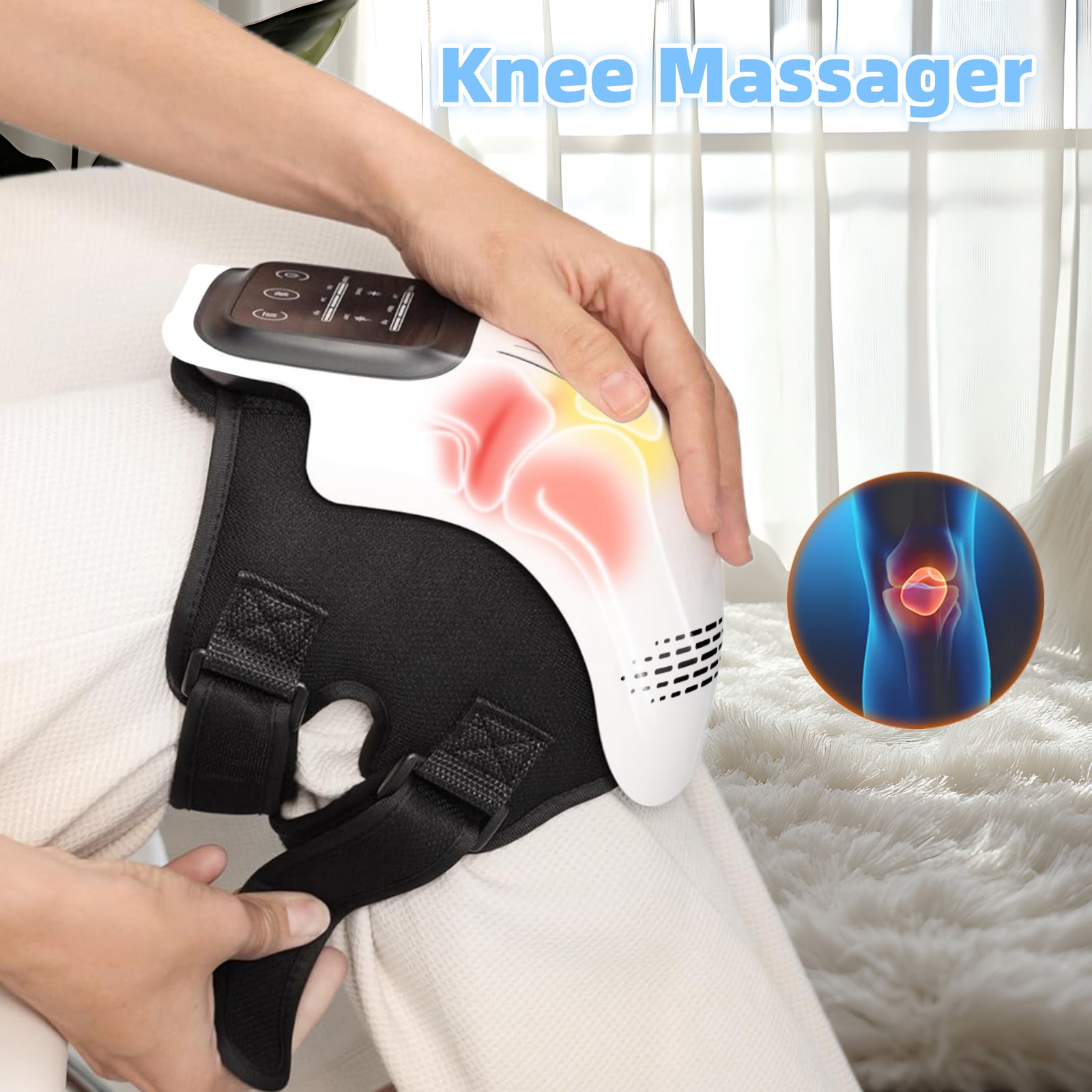 Masajeador de Rodilla Inteligente Eléctrico para Uso en Casa – Amasado, Calefacción, Vibración e Infrarrojo, Recargable para Alivio del Dolor - ariascreative