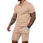 Conjunto de verano para hombre AriasCreative, camiseta de rayas ajustada y pantalón corto, ideal para climas cálidos.