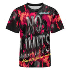 Camiseta de manga corta AriasCreative "No Limits" con mensaje inspirador en algodón, modelo en color negro con diseño moderno.