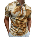 Polo para hombre AriasCreative Premium Golden Baroque Dragon edición exclusiva, con diseño elegante en color dorado y detalles artísticos