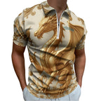 Polo para hombre AriasCreative Premium Golden Baroque Dragon edición exclusiva, con diseño elegante en color dorado y detalles artísticos
