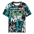 Camiseta manga corta AriasCreative Élite 4 Espíritus en azul y negro, diseño moderno y cómodo para hombre.