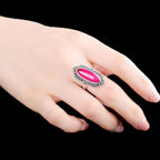 Anillo Ajustable de Plata con Piedra Azul Corte Personalizado para Mujer – Elegante y Moda - ariascreative