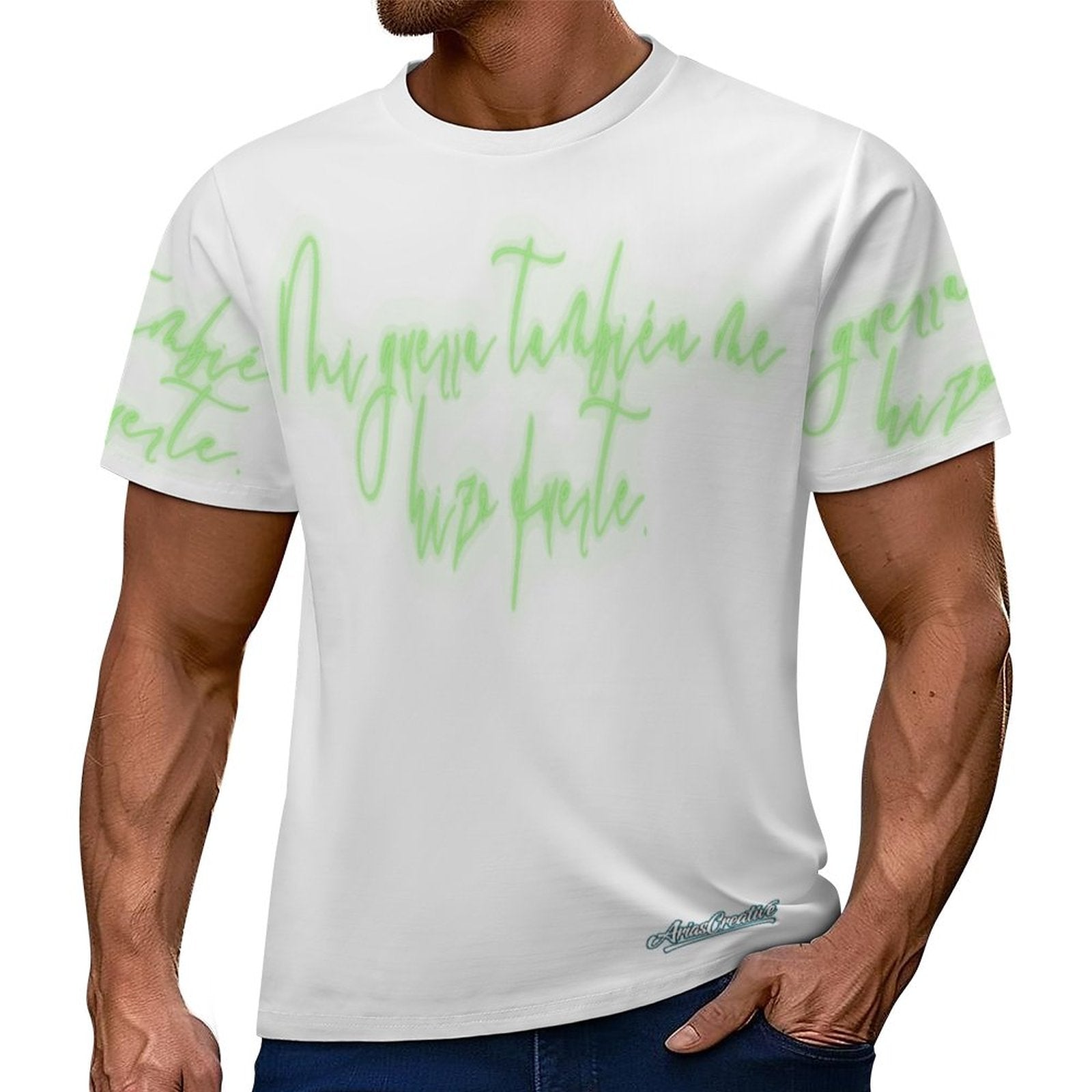 Camiseta AriasCreative Conejo Urbano Verde de streetwear premium con diseño 3D, en color verde, de la marca SALE-Personal Design.