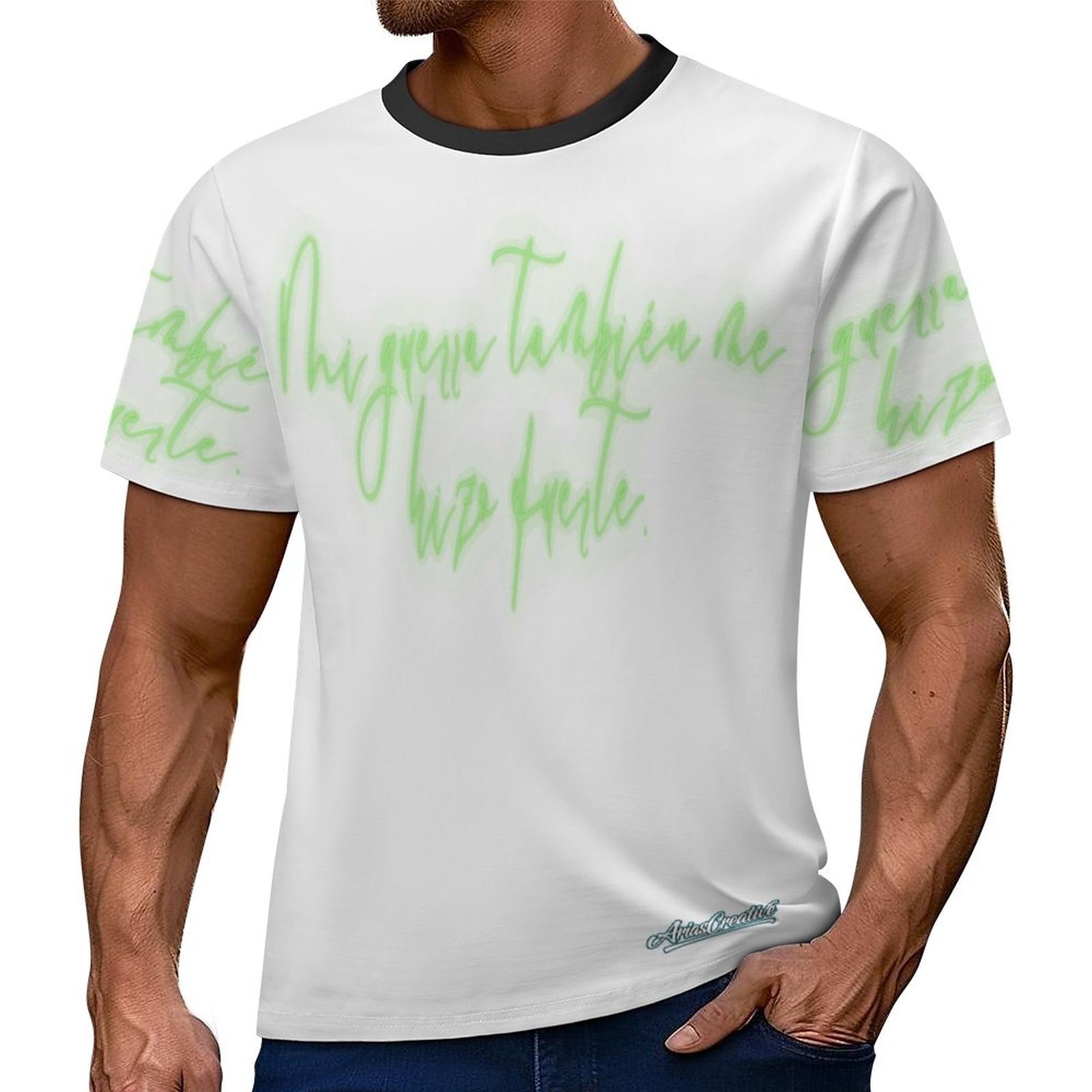 Camiseta AriasCreative Conejo Urbano Verde de streetwear premium 3D, con diseño de conejo en color verde y estilo urbano.