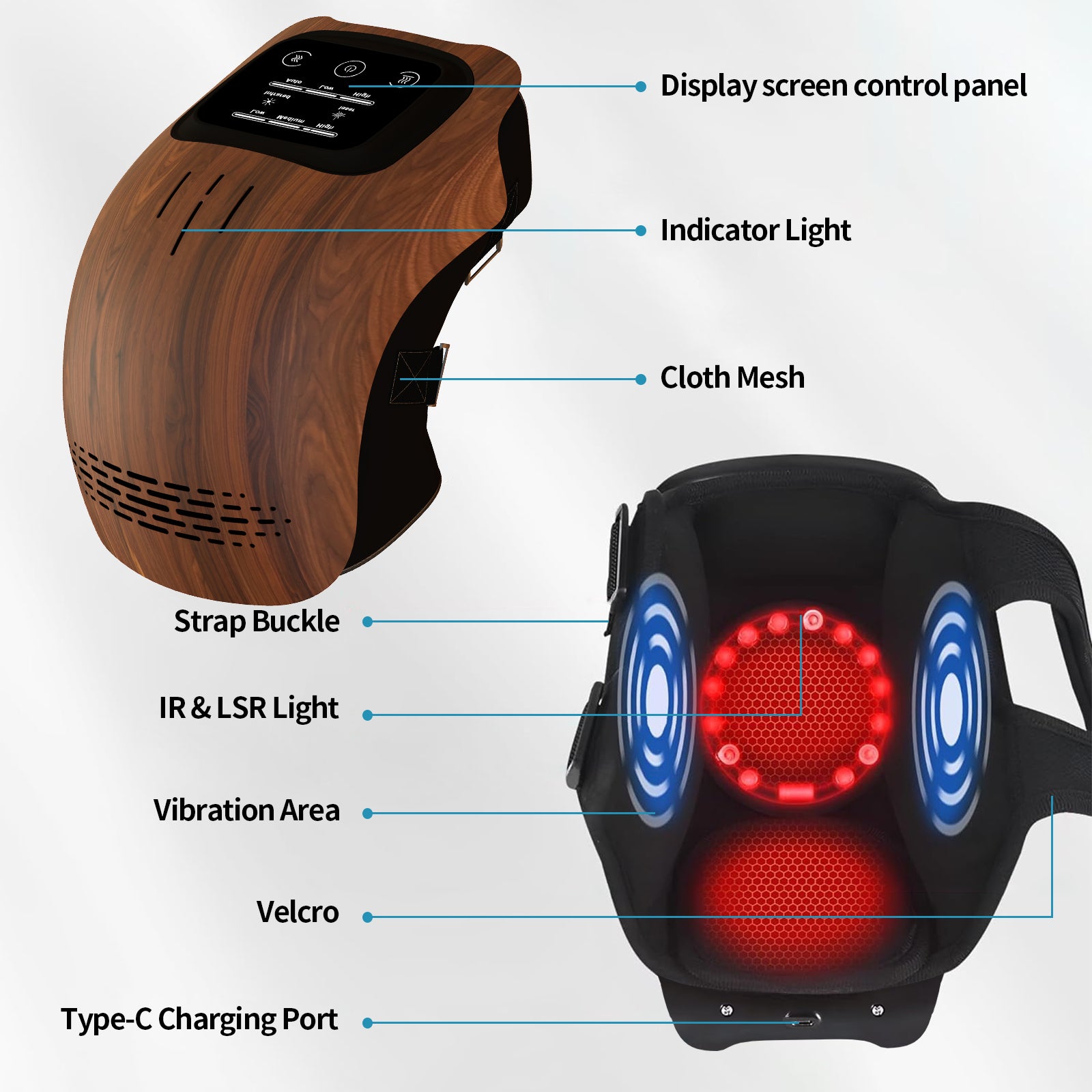 Masajeador de Rodilla Inteligente Eléctrico para Uso en Casa – Amasado, Calefacción, Vibración e Infrarrojo, Recargable para Alivio del Dolor - ariascreative
