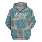 Sudadera con capucha Peaprint "ROMPO MIS LÍMITES" de AriasCreative, streetwear urbano premium, en color gris con diseño en la parte frontal.