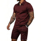 Conjunto de verano para hombre de AriasCreative con camiseta de rayas y pantalón corto ajustado, ideal para climas cálidos.