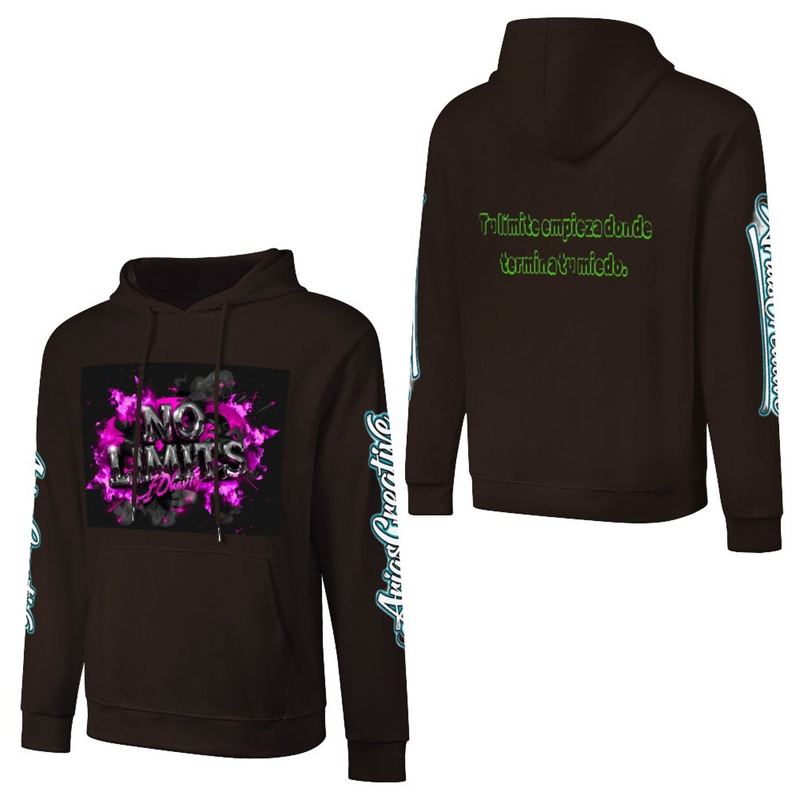 Hombre sudadera de algodón con capucha de AriasCreative, estampado frontal y bolsillo, estilo streetwear.