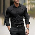Camisa de hombre de manga larga de fibra de bambú, lisa y cómoda, de la marca AriasCreative, con diseño elegante y natural