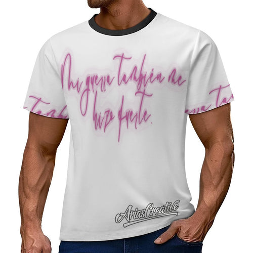 Camiseta rosa AriasCreative de streetwear premium con frase motivadora, diseñada por SALE-Personal Design en estilo casual.